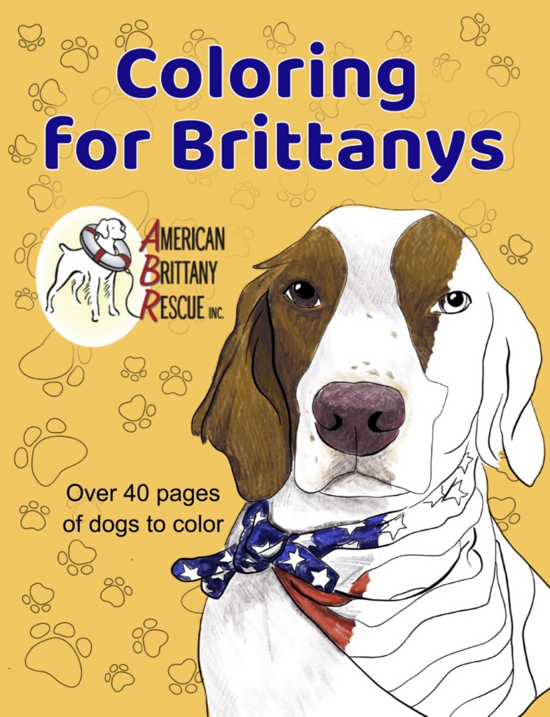 Cover of the Coloring for Brittanys coloring book produced by American Brittany Rescue