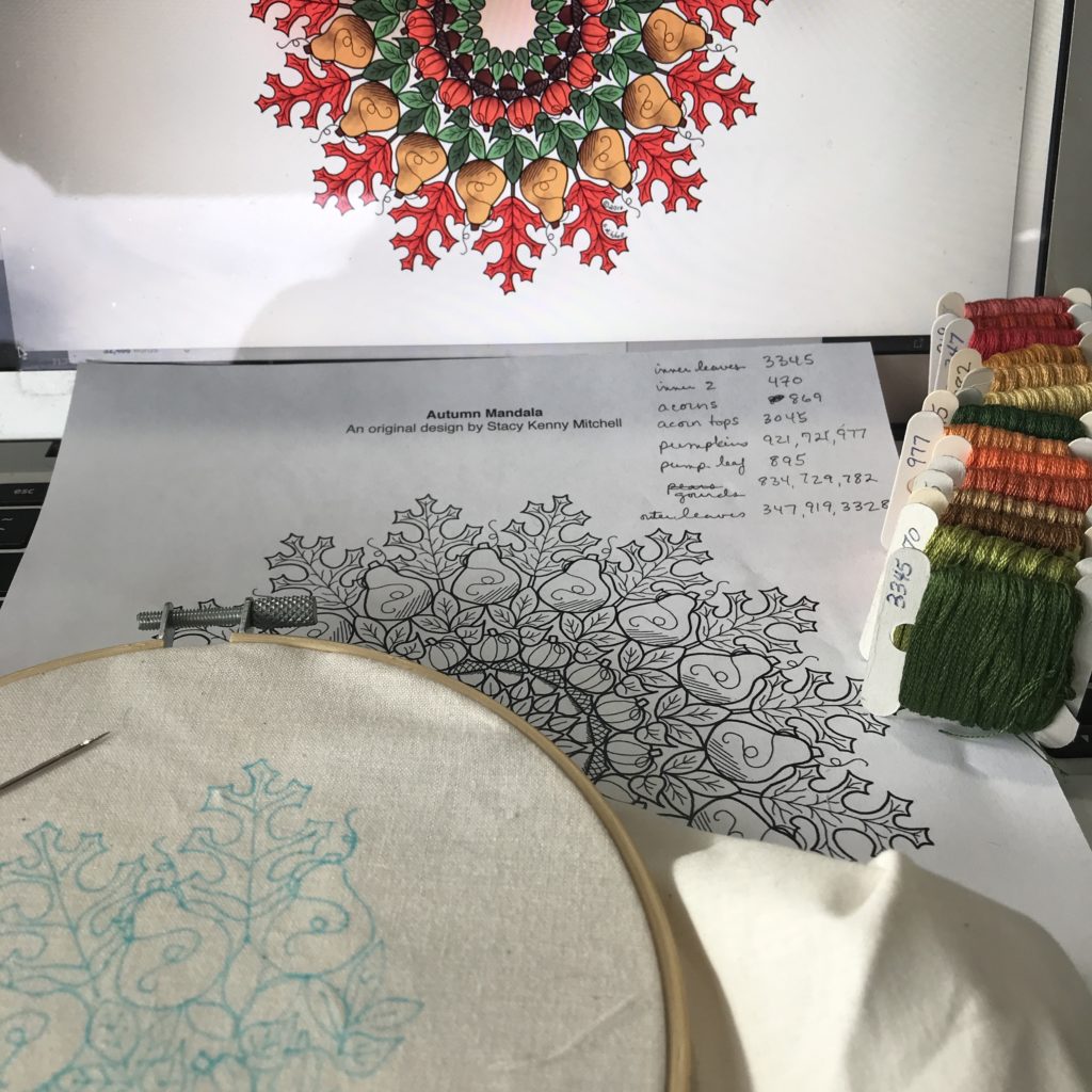 Converting my original Autumn Mandala design to embroidery