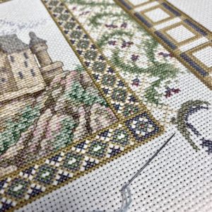 Castle Sampler cross-stitch project in progress