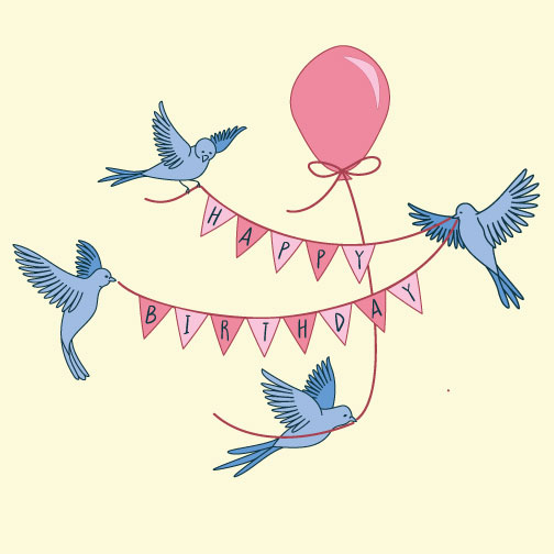 Birthday Blue Birds Happy Birthday illustration by Stacy Kenny Mitchell