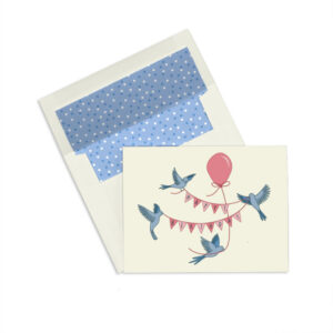 Birthday Birds with Banner greeting card