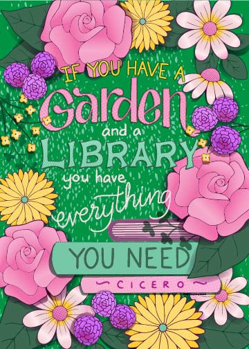 Garden Library illustrated quote by Stacy Kenny Mitchell