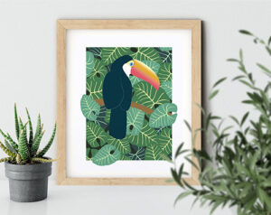 Jungle Toucan (left) art print by Stacy Kenny Mitchell