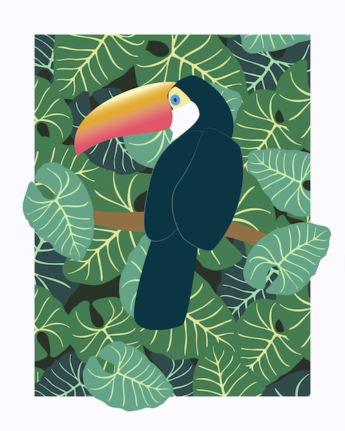 Toucan in the Jungle (right) by Stacy Kenny Mitchell