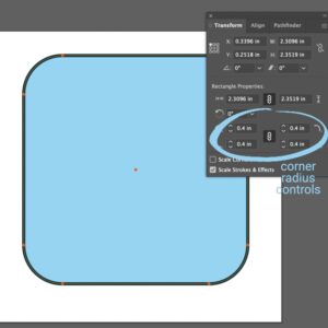 Transform dialog box to adjust rectangle properties.