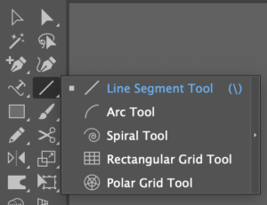 Fly out menu of line segment tool reveals the Spiral Tool