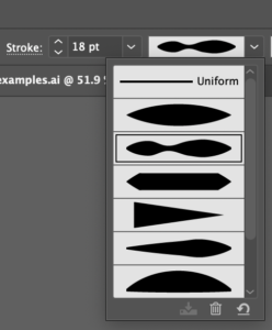 Setting the variable width profile