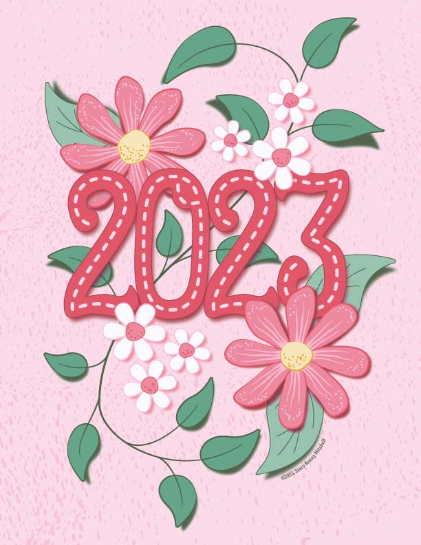 2023 with floral motifs