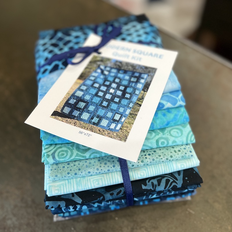 quilt kit with teal and blue batiks