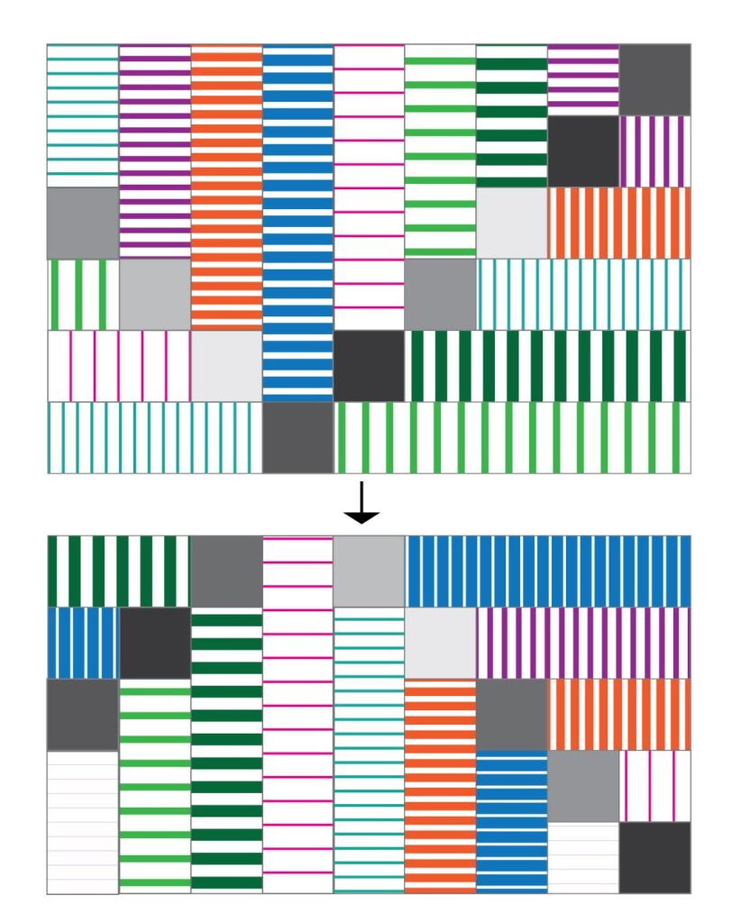 Diagram showing the top and bottom halves of the quilt