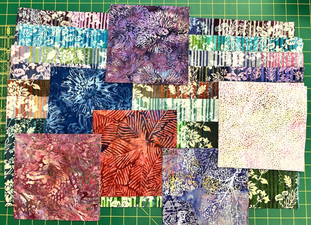 Selection of colorful batik fabrics